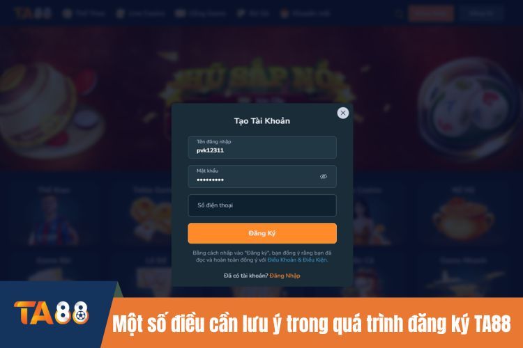 Một số điều cần lưu ý trong quá trình đăng ký TA88